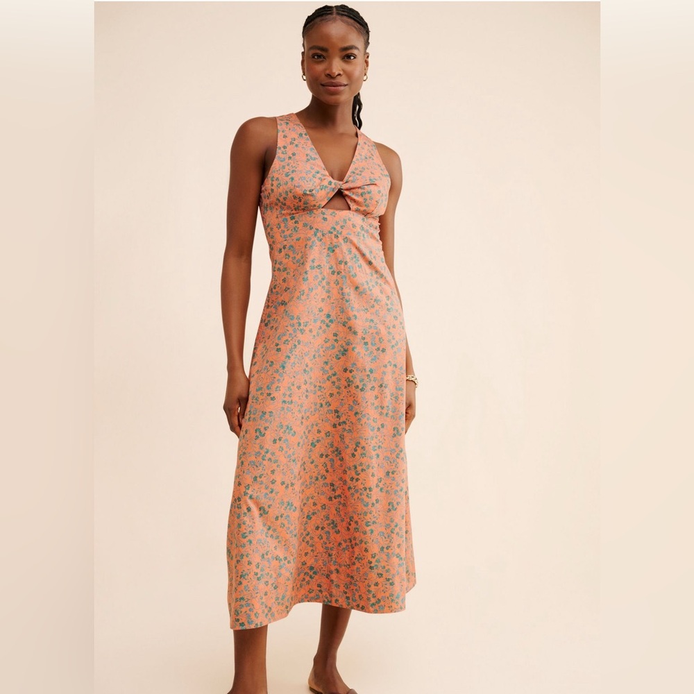 Madewell Twist-front Floral Midi Dress
